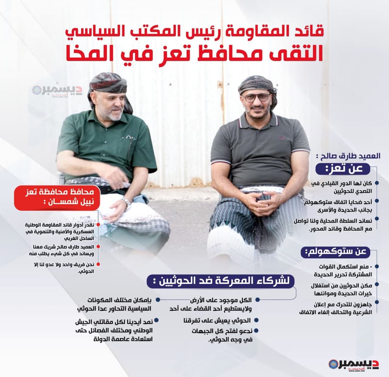 لقاء قائد المقاومة الوطنية رئيس المكتب السياسي مع محافظ تعز في المخا